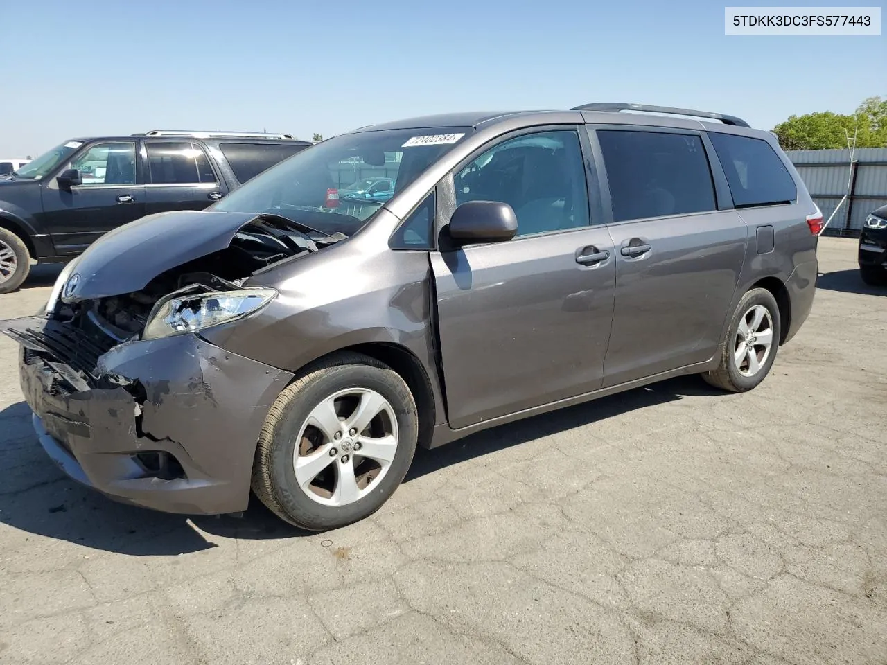 2015 Toyota Sienna Le VIN: 5TDKK3DC3FS577443 Lot: 72402384