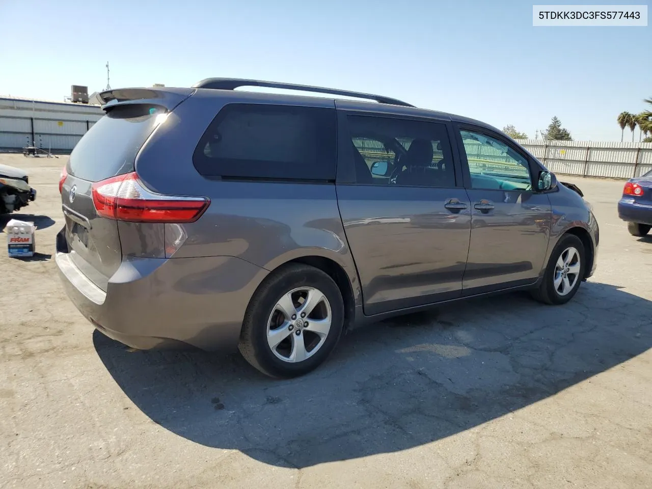 2015 Toyota Sienna Le VIN: 5TDKK3DC3FS577443 Lot: 72402384