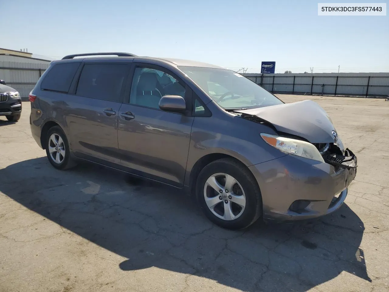 2015 Toyota Sienna Le VIN: 5TDKK3DC3FS577443 Lot: 72402384