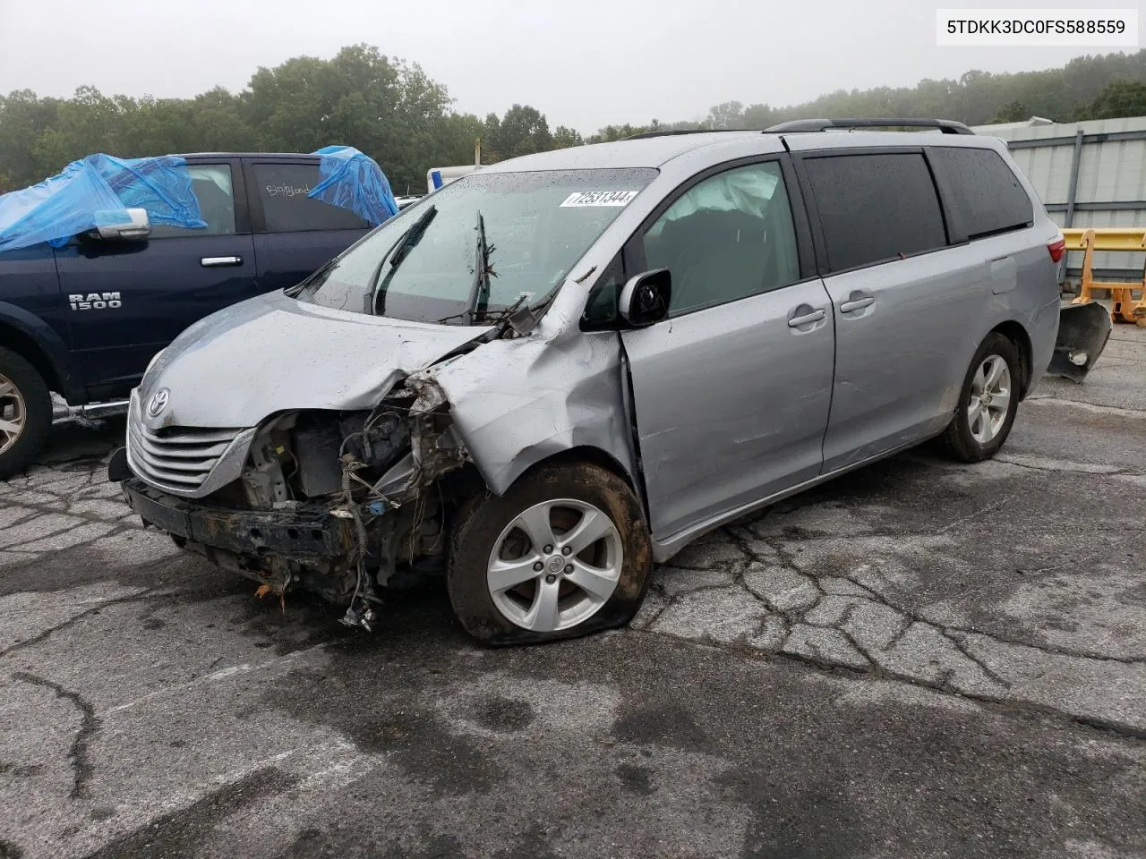 2015 Toyota Sienna Le VIN: 5TDKK3DC0FS588559 Lot: 72531344