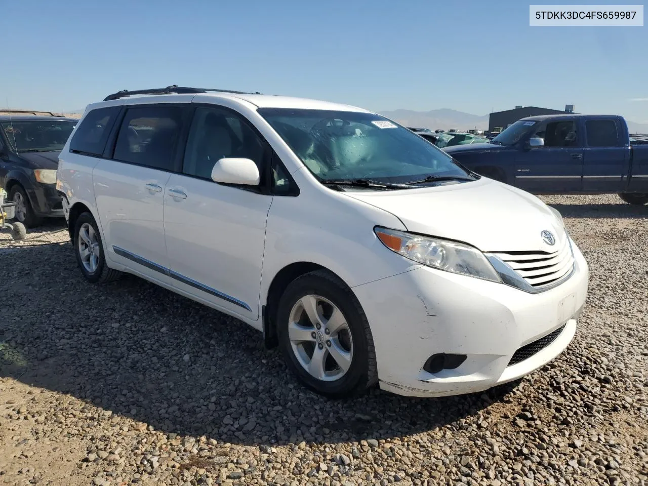 2015 Toyota Sienna Le VIN: 5TDKK3DC4FS659987 Lot: 72533194