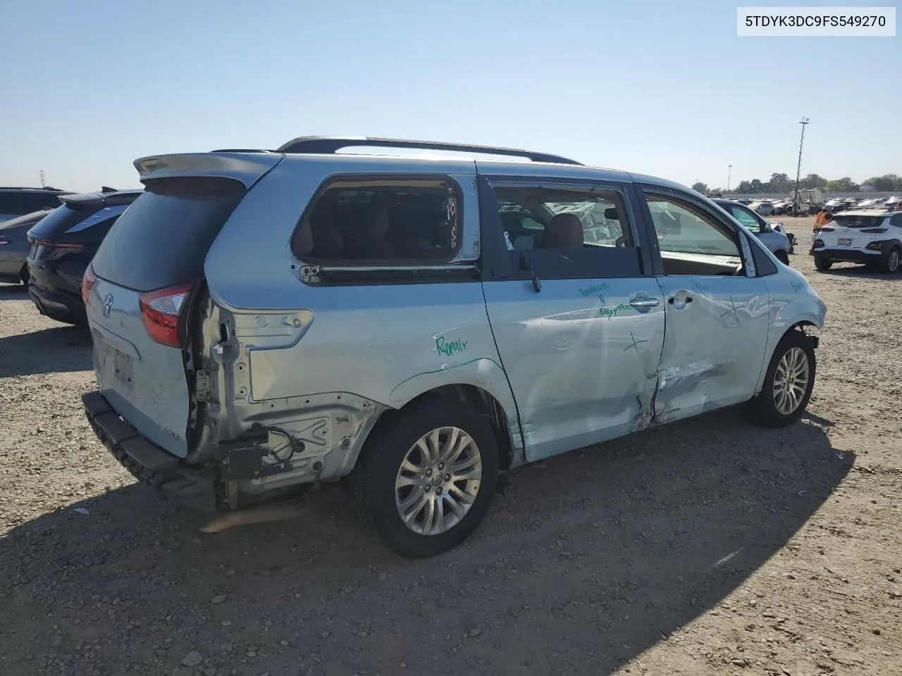 2015 Toyota Sienna Xle VIN: 5TDYK3DC9FS549270 Lot: 72771784