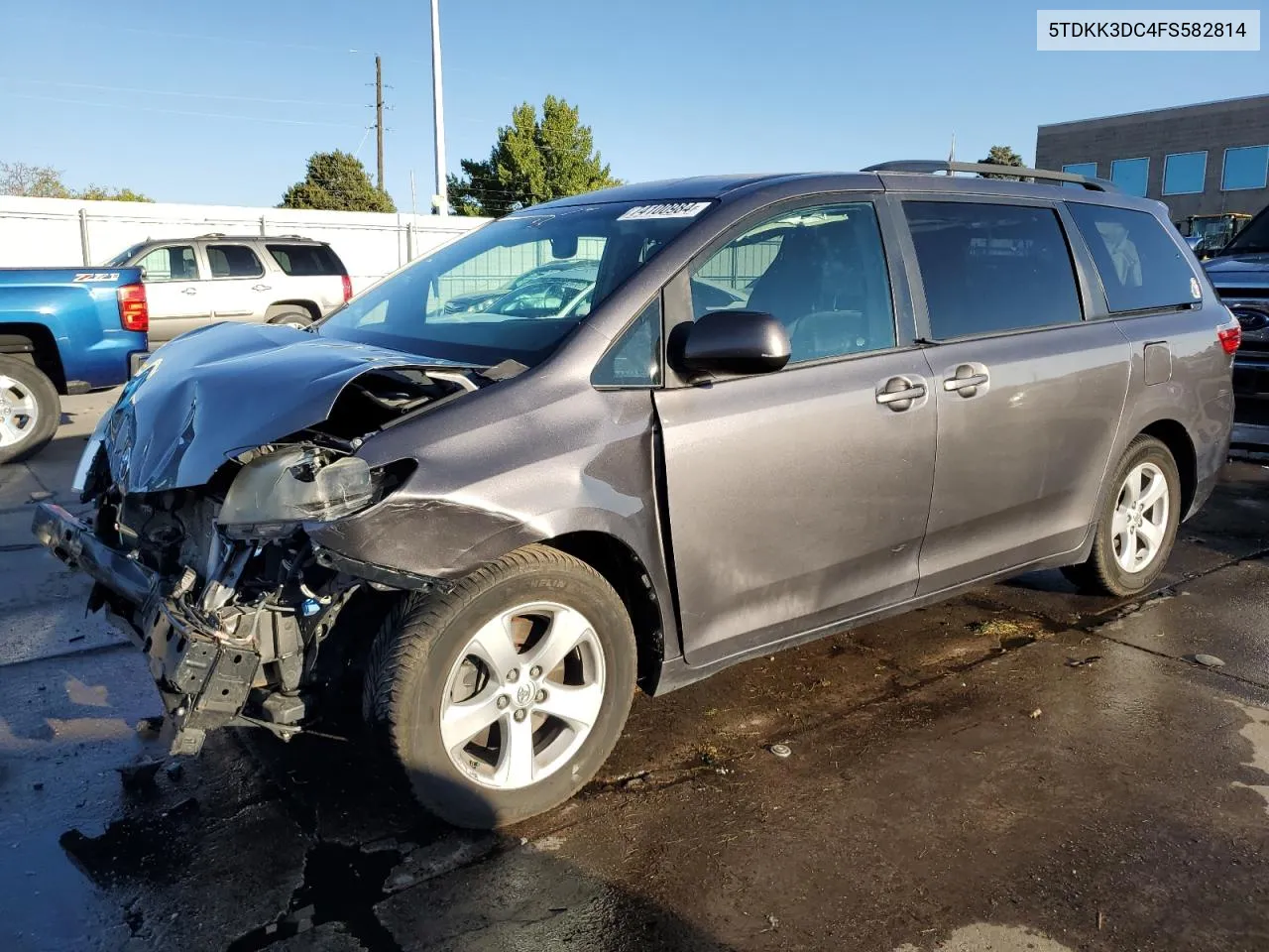 2015 Toyota Sienna Le VIN: 5TDKK3DC4FS582814 Lot: 74100984