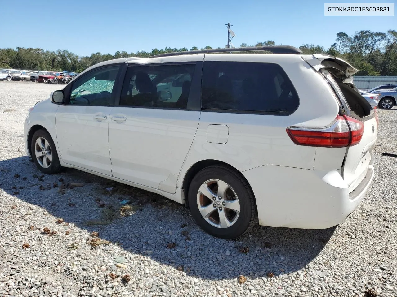 2015 Toyota Sienna Le VIN: 5TDKK3DC1FS603831 Lot: 75095994