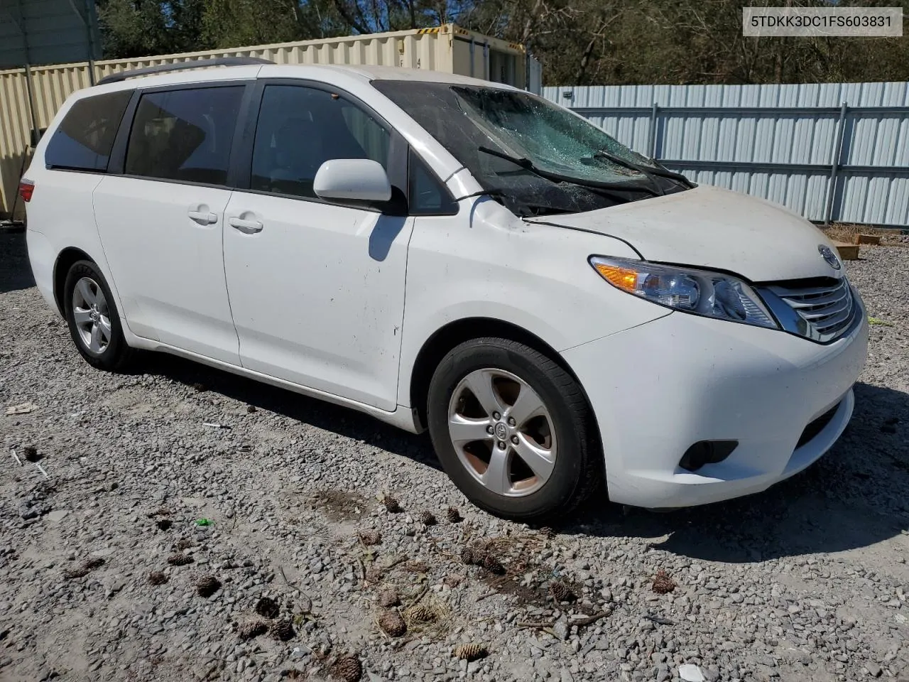 2015 Toyota Sienna Le VIN: 5TDKK3DC1FS603831 Lot: 75095994