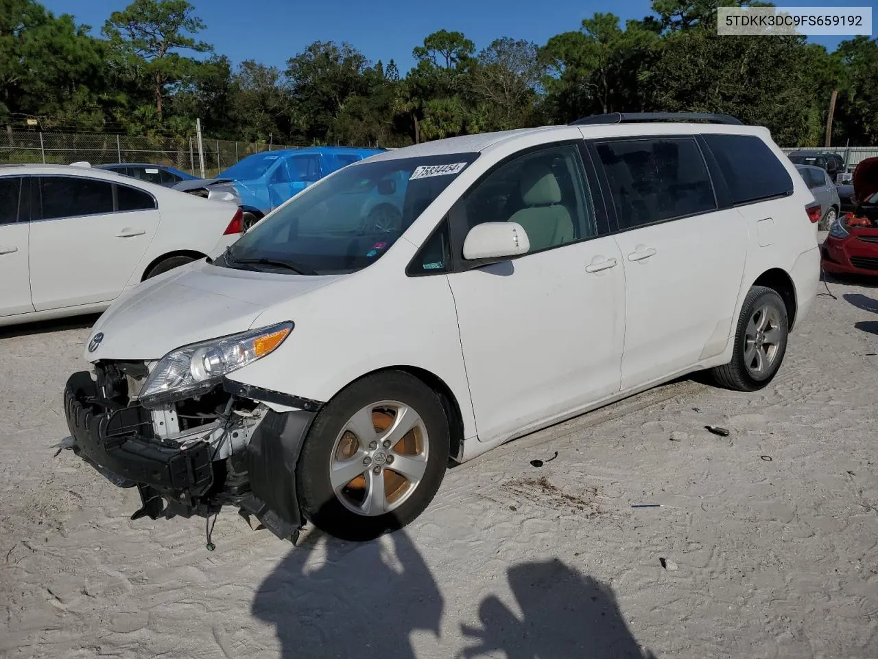 2015 Toyota Sienna Le VIN: 5TDKK3DC9FS659192 Lot: 75834454