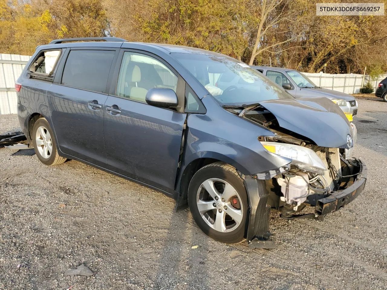 2015 Toyota Sienna Le VIN: 5TDKK3DC6FS669257 Lot: 77169074