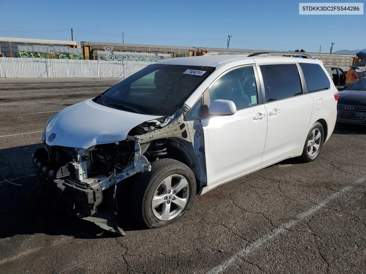 2015 Toyota Sienna Le VIN: 5TDKK3DC2FS544286 Lot: 77404314