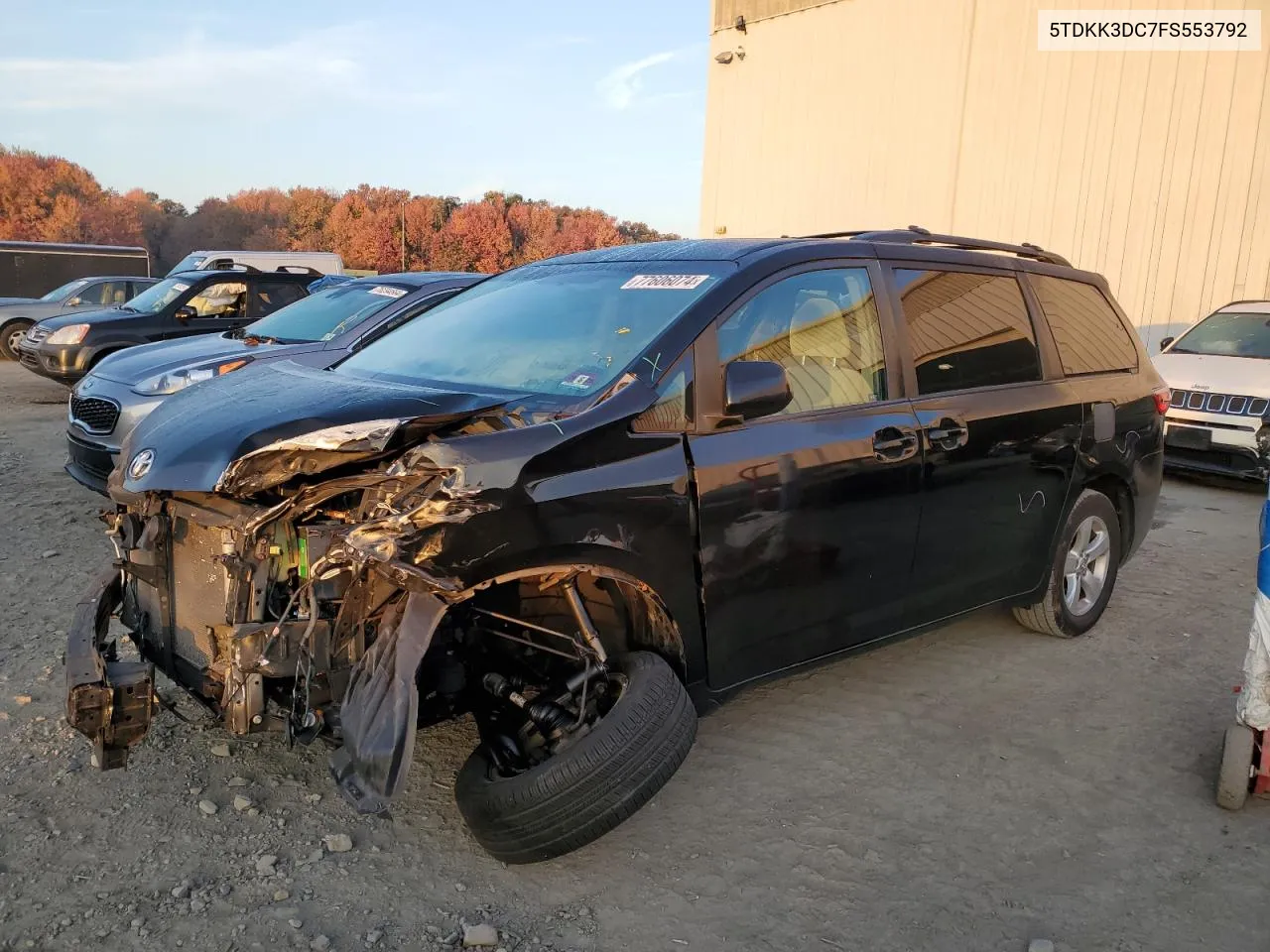 2015 Toyota Sienna Le VIN: 5TDKK3DC7FS553792 Lot: 77606074