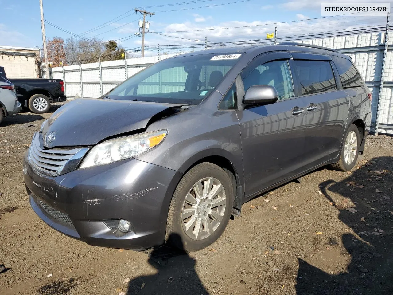 5TDDK3DC0FS119478 2015 Toyota Sienna Xle