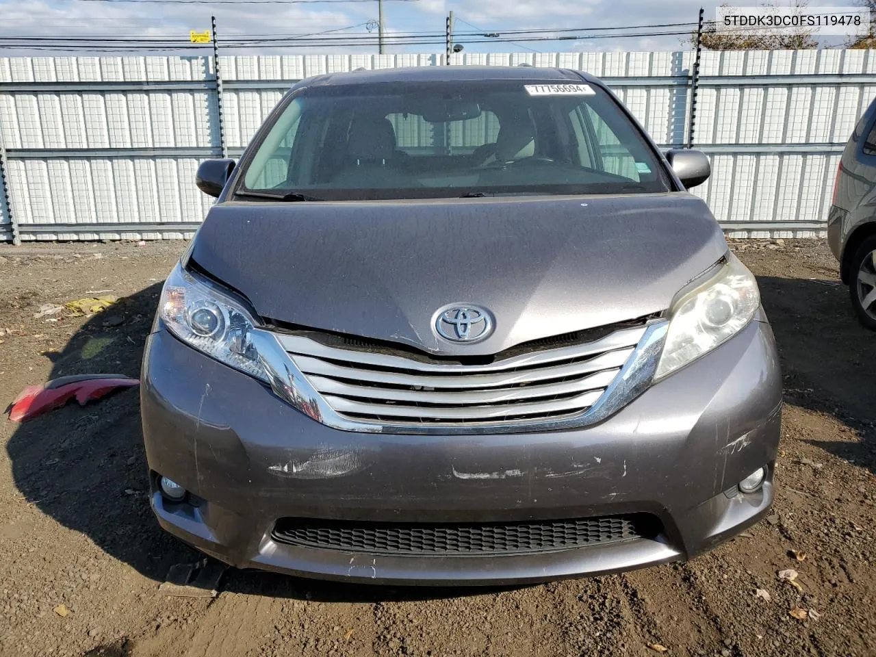 2015 Toyota Sienna Xle VIN: 5TDDK3DC0FS119478 Lot: 77756694