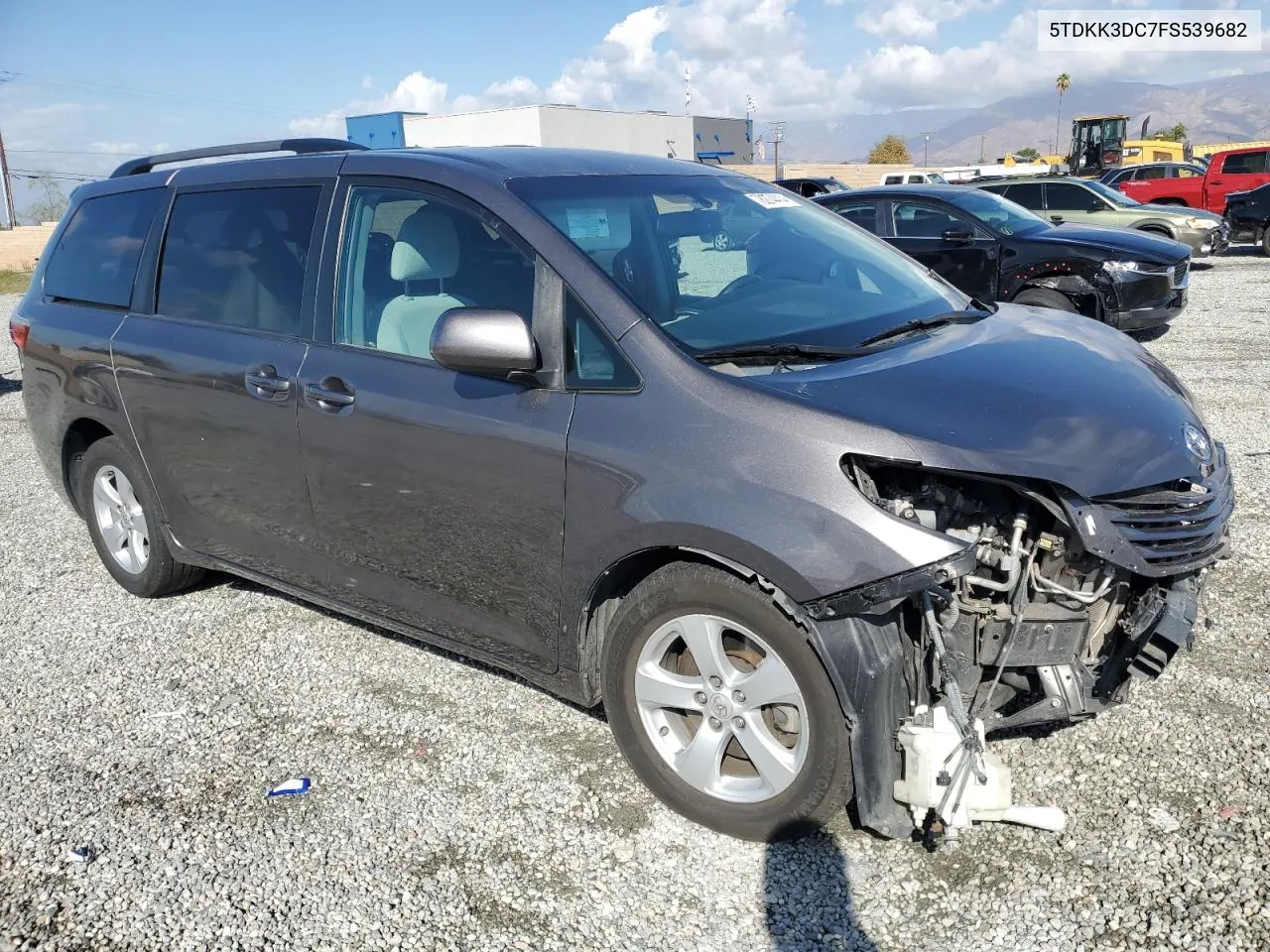 2015 Toyota Sienna Le VIN: 5TDKK3DC7FS539682 Lot: 78274414