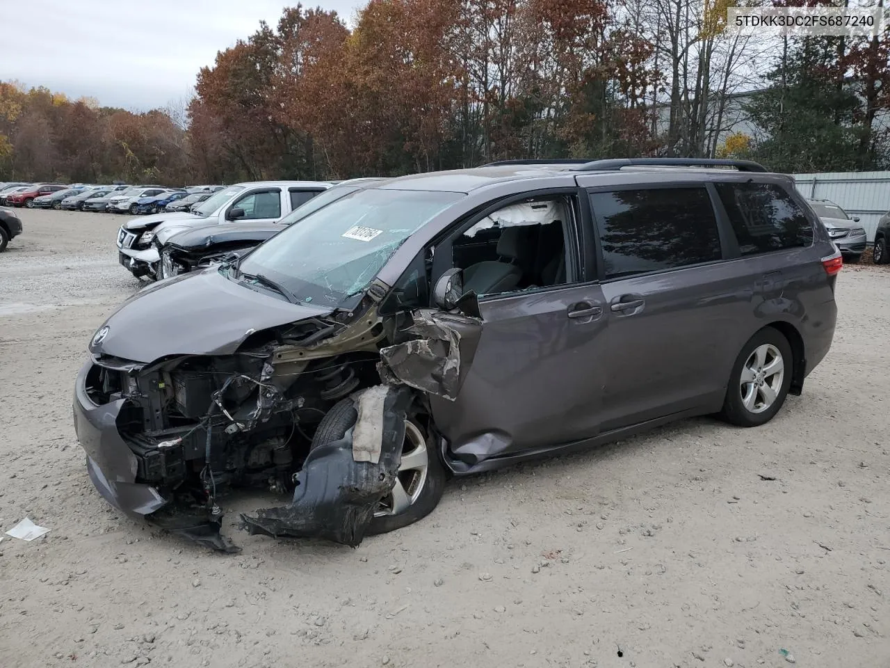 2015 Toyota Sienna Le VIN: 5TDKK3DC2FS687240 Lot: 78313164