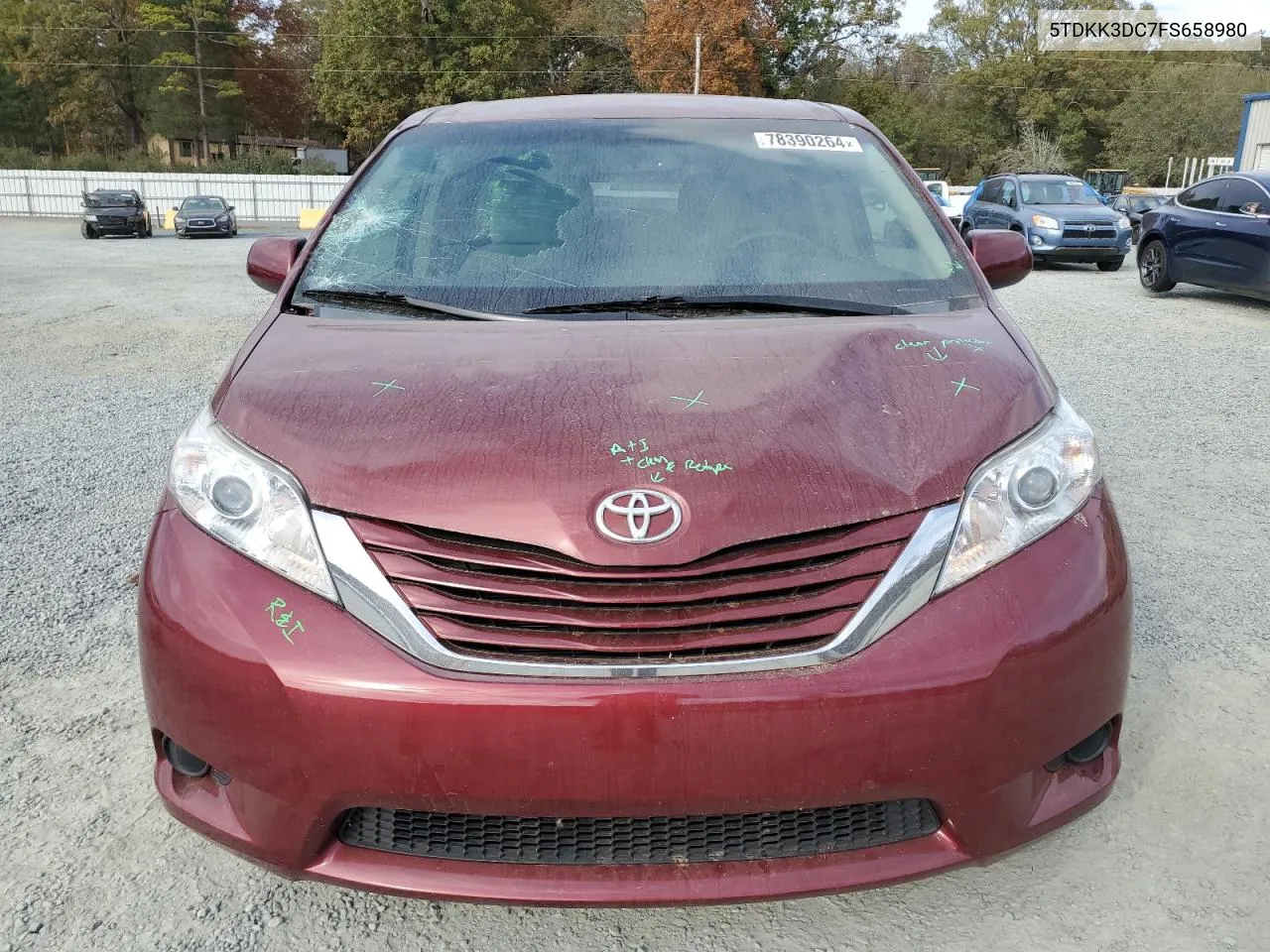 2015 Toyota Sienna Le VIN: 5TDKK3DC7FS658980 Lot: 78390264