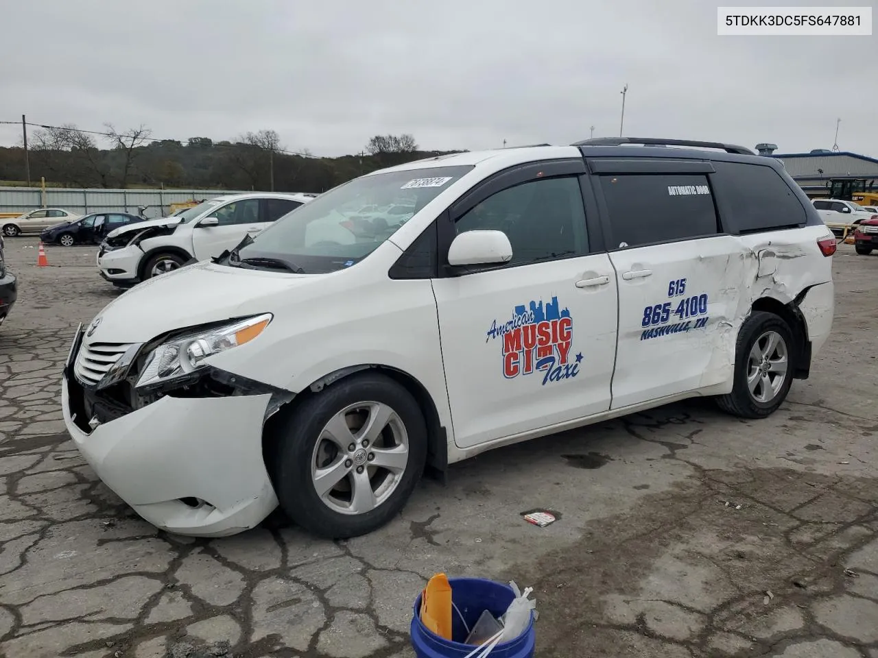 2015 Toyota Sienna Le VIN: 5TDKK3DC5FS647881 Lot: 78738874