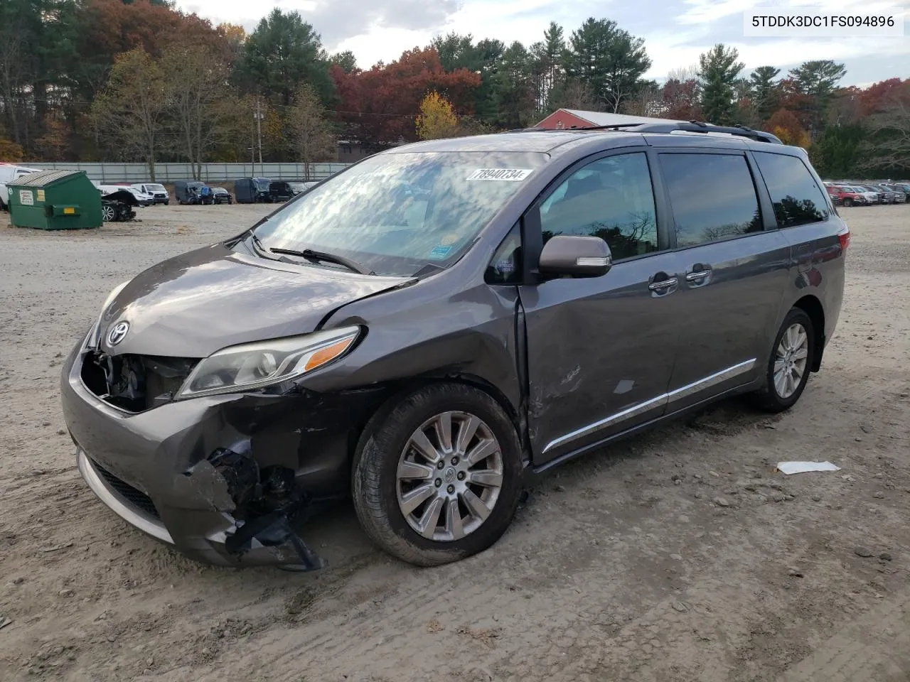 2015 Toyota Sienna Xle VIN: 5TDDK3DC1FS094896 Lot: 78940734