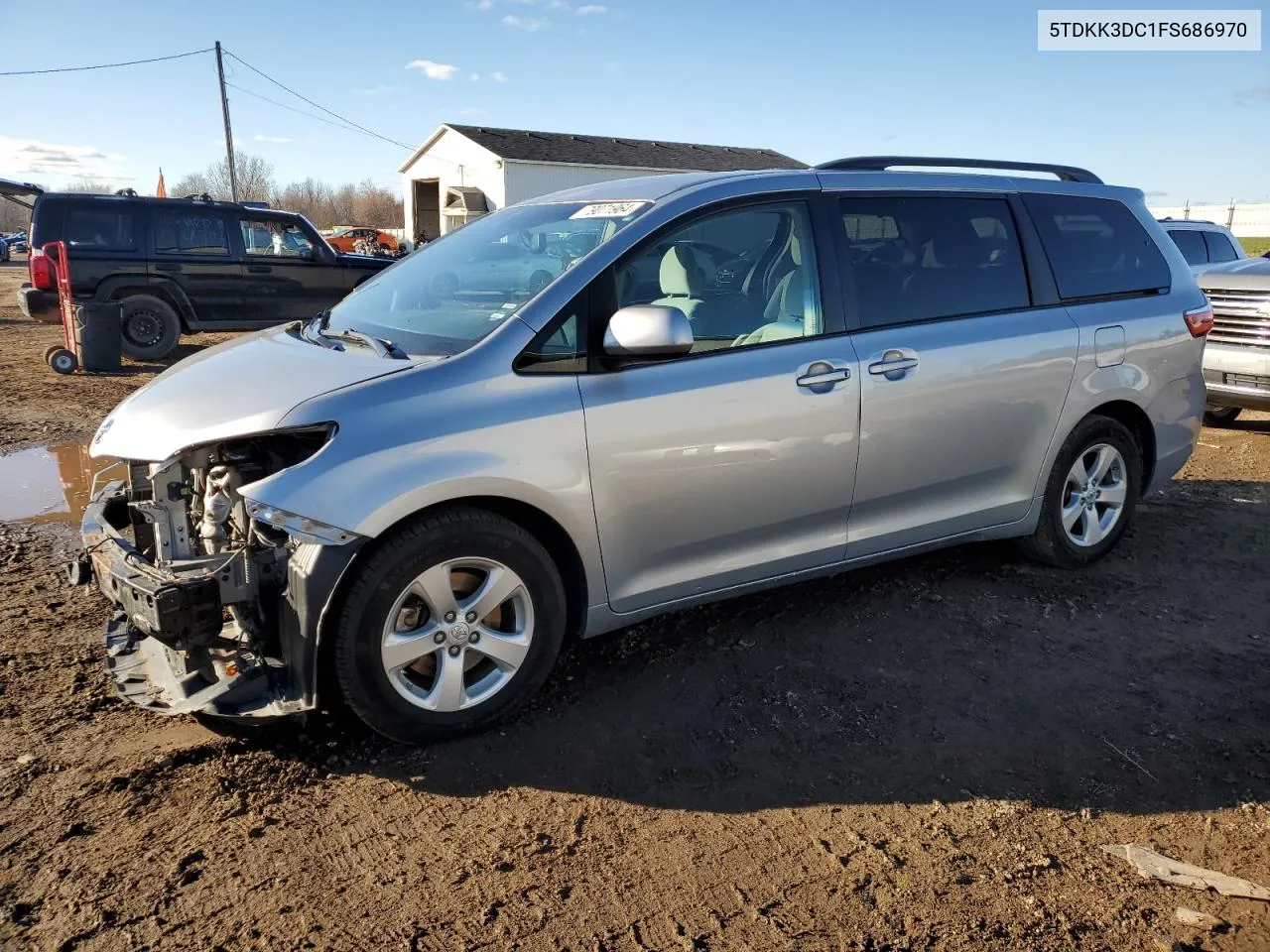 2015 Toyota Sienna Le VIN: 5TDKK3DC1FS686970 Lot: 79071964