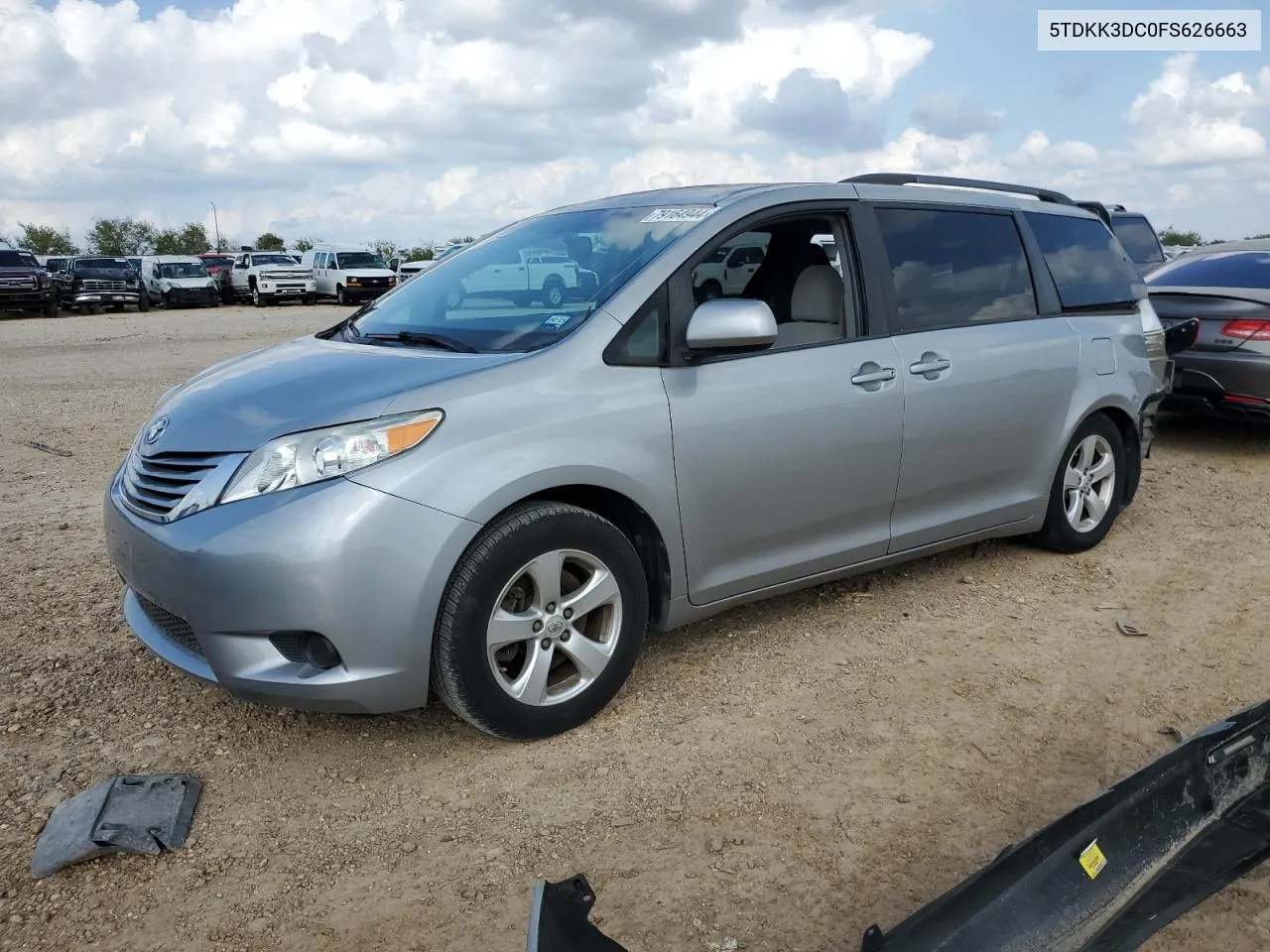 2015 Toyota Sienna Le VIN: 5TDKK3DC0FS626663 Lot: 79164944