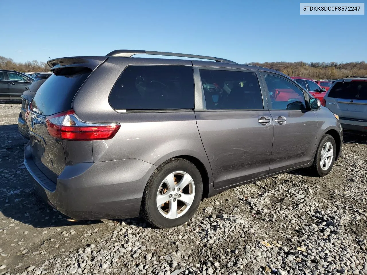 2015 Toyota Sienna Le VIN: 5TDKK3DC0FS572247 Lot: 80145954