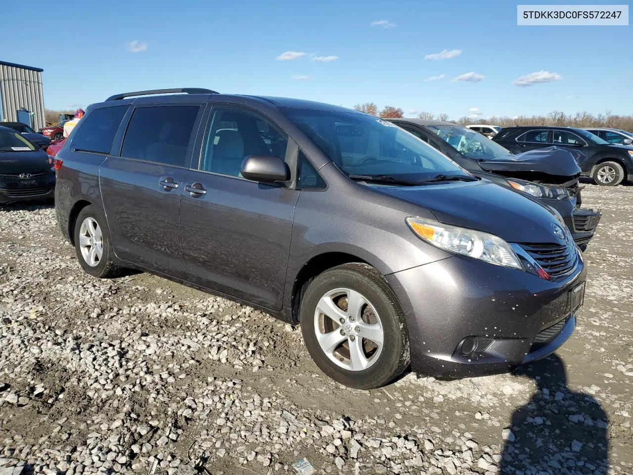 2015 Toyota Sienna Le VIN: 5TDKK3DC0FS572247 Lot: 80145954