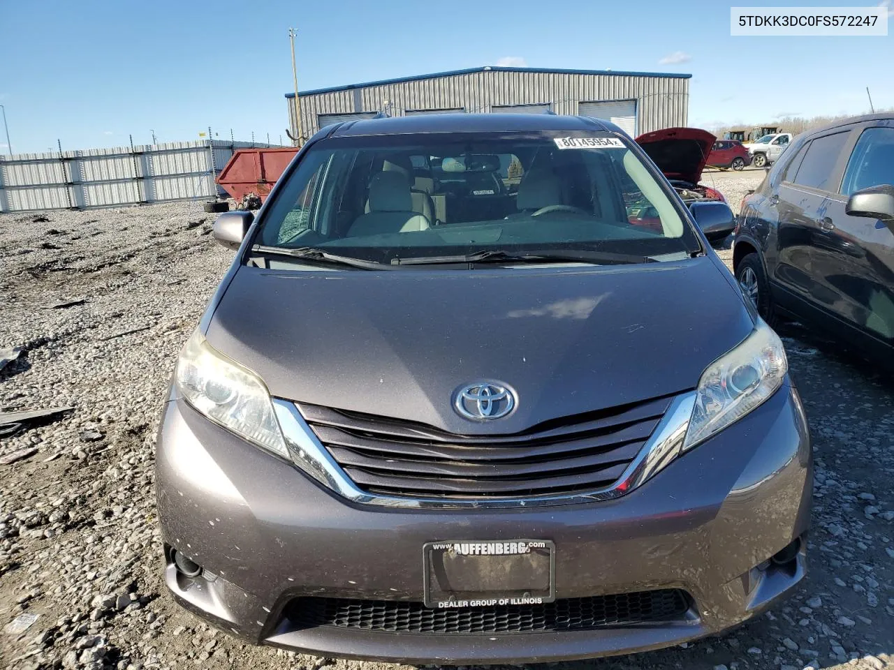 2015 Toyota Sienna Le VIN: 5TDKK3DC0FS572247 Lot: 80145954