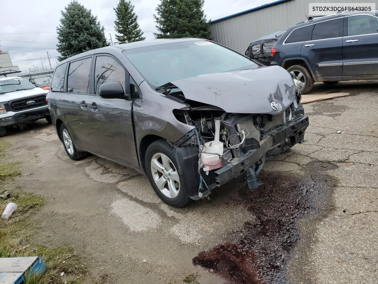 2015 Toyota Sienna VIN: 5TDZK3DC6FS643305 Lot: 80217074