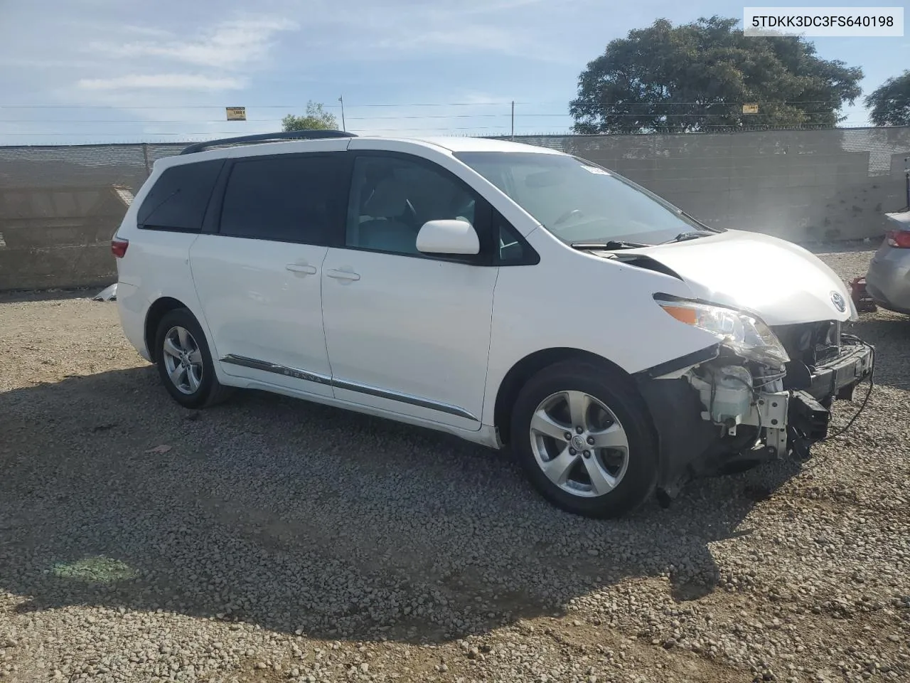 2015 Toyota Sienna Le VIN: 5TDKK3DC3FS640198 Lot: 81330934