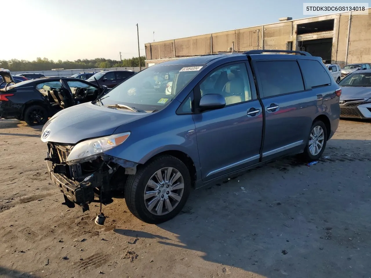 2016 Toyota Sienna Xle VIN: 5TDDK3DC6GS134018 Lot: 67464004