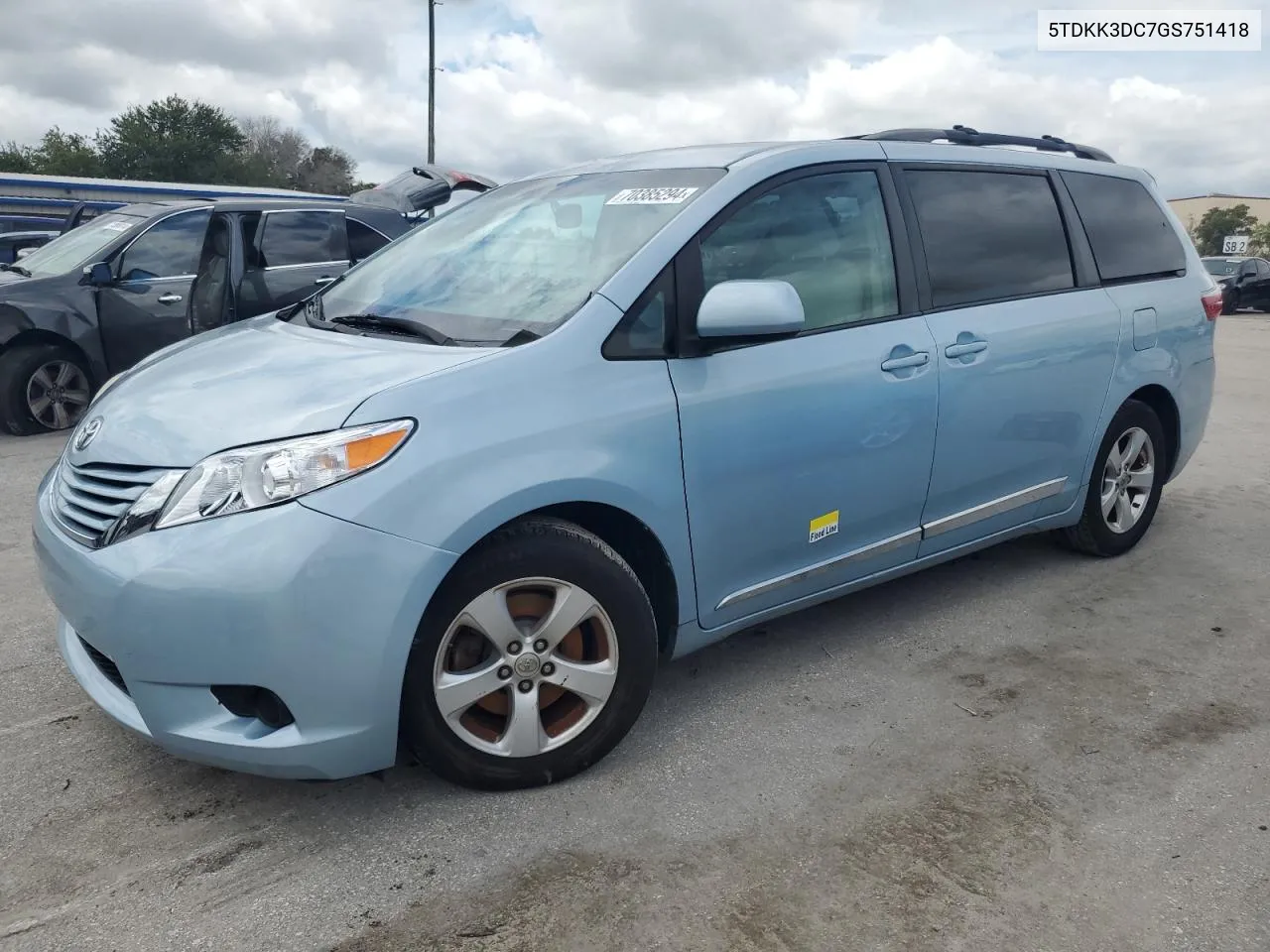 2016 Toyota Sienna Le VIN: 5TDKK3DC7GS751418 Lot: 70385294