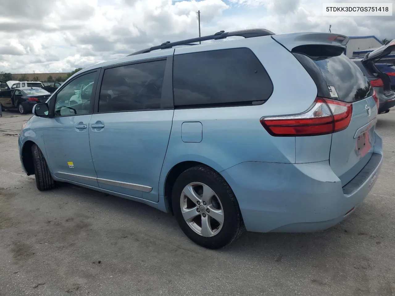 2016 Toyota Sienna Le VIN: 5TDKK3DC7GS751418 Lot: 70385294