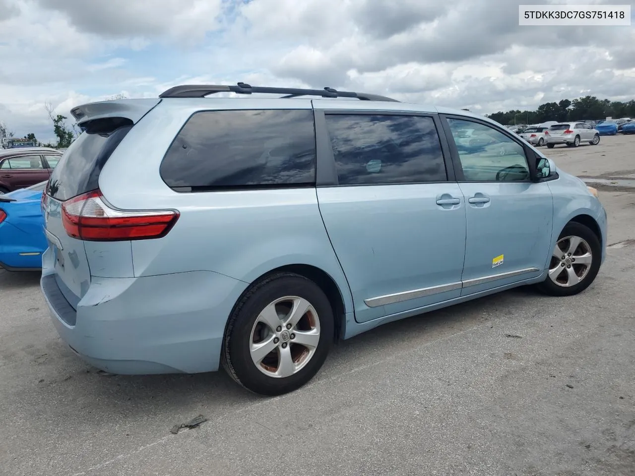 2016 Toyota Sienna Le VIN: 5TDKK3DC7GS751418 Lot: 70385294