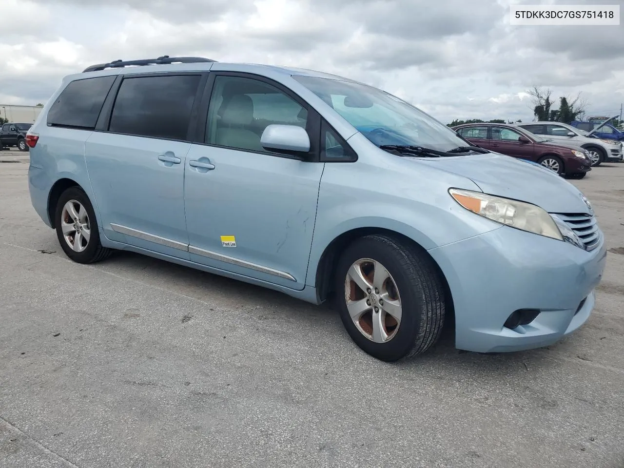 2016 Toyota Sienna Le VIN: 5TDKK3DC7GS751418 Lot: 70385294