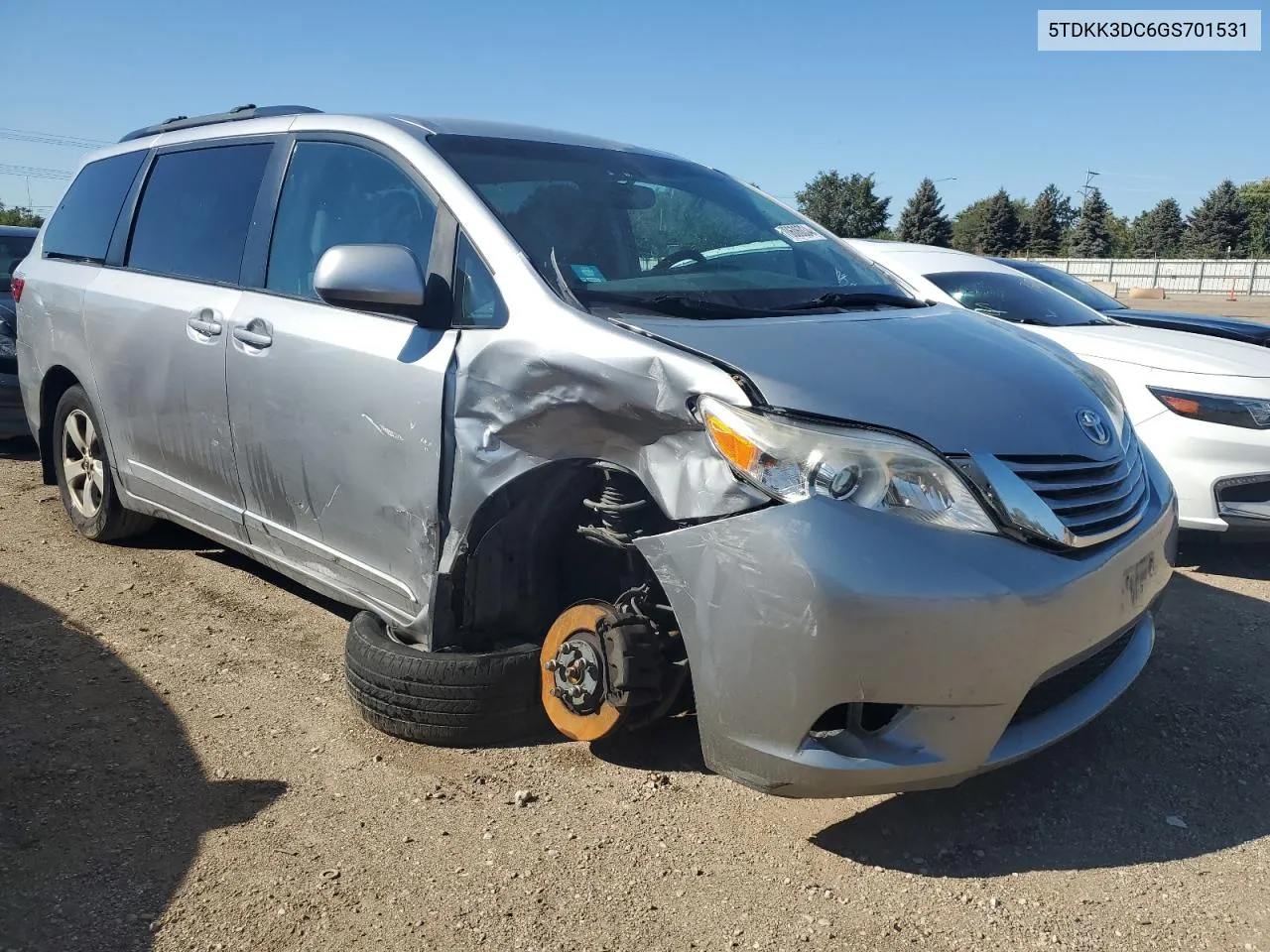 2016 Toyota Sienna Le VIN: 5TDKK3DC6GS701531 Lot: 70606034