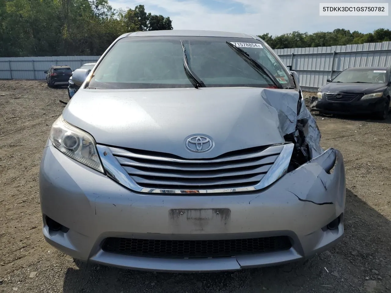 2016 Toyota Sienna Le VIN: 5TDKK3DC1GS750782 Lot: 71578854