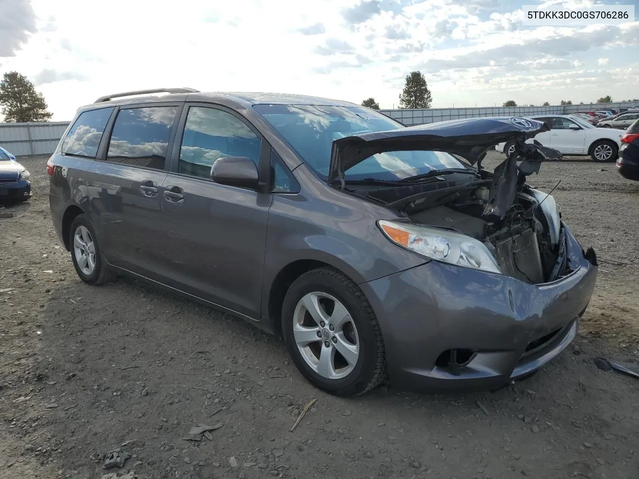 2016 Toyota Sienna Le VIN: 5TDKK3DC0GS706286 Lot: 72477644