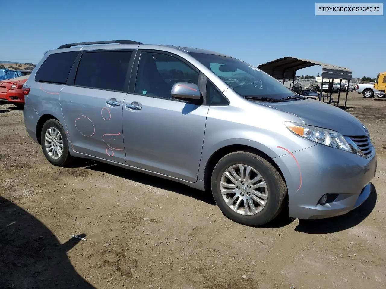 2016 Toyota Sienna Xle VIN: 5TDYK3DCXGS736020 Lot: 72502394