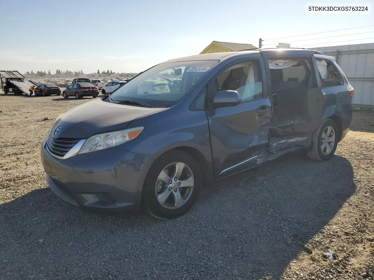 2016 Toyota Sienna Le VIN: 5TDKK3DCXGS763224 Lot: 72625594