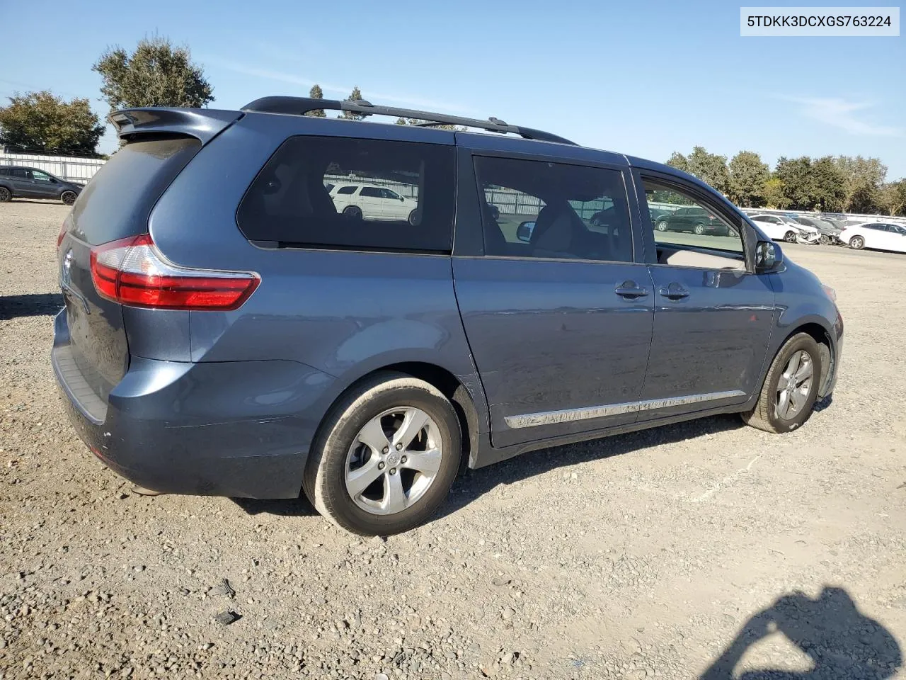 2016 Toyota Sienna Le VIN: 5TDKK3DCXGS763224 Lot: 72625594