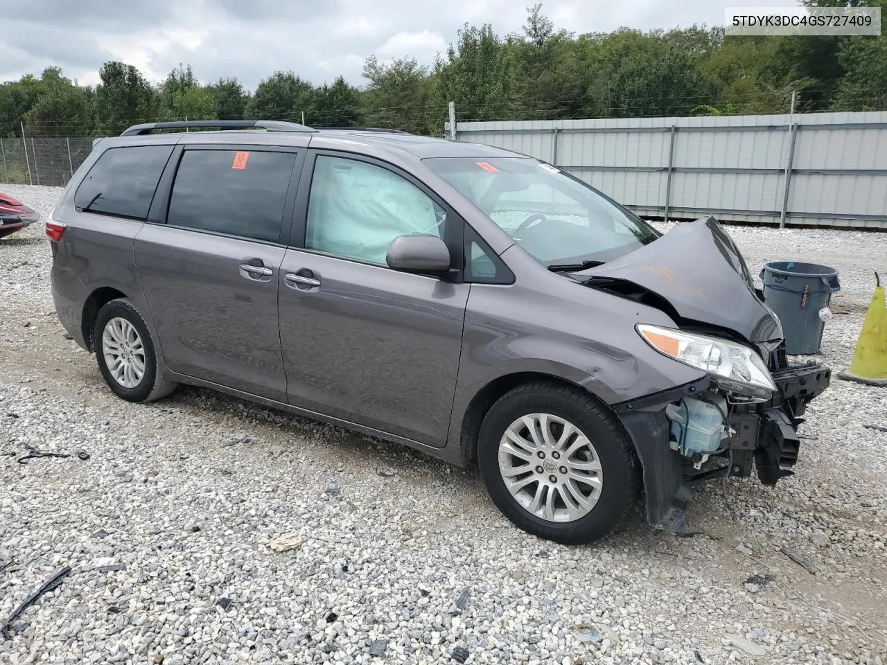 2016 Toyota Sienna Xle VIN: 5TDYK3DC4GS727409 Lot: 72814454