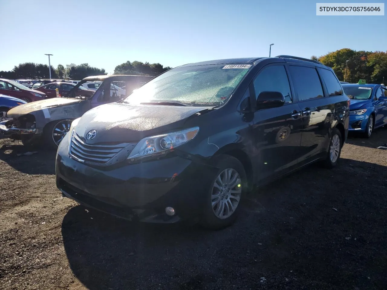 2016 Toyota Sienna Xle VIN: 5TDYK3DC7GS756046 Lot: 74911394