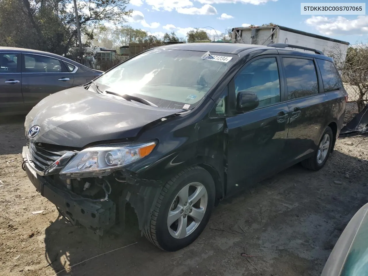 2016 Toyota Sienna Le VIN: 5TDKK3DC0GS707065 Lot: 74971234