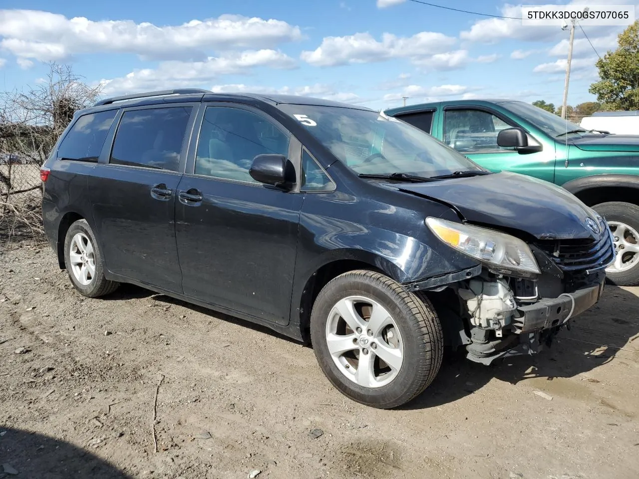 2016 Toyota Sienna Le VIN: 5TDKK3DC0GS707065 Lot: 74971234