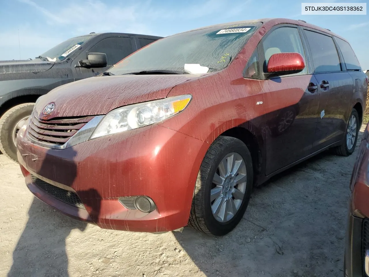 2016 Toyota Sienna Le VIN: 5TDJK3DC4GS138362 Lot: 74980834