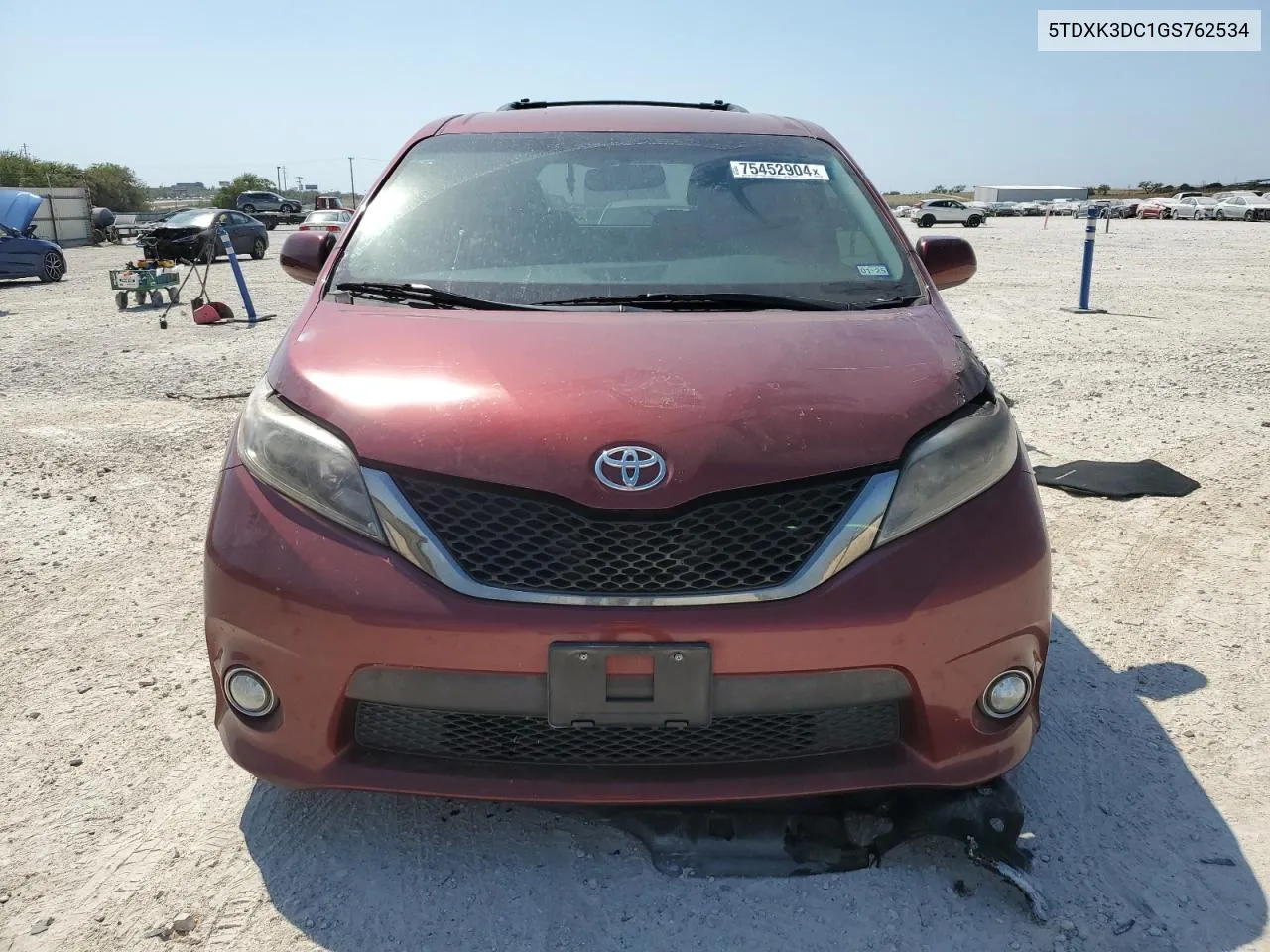 2016 Toyota Sienna Se VIN: 5TDXK3DC1GS762534 Lot: 75452904