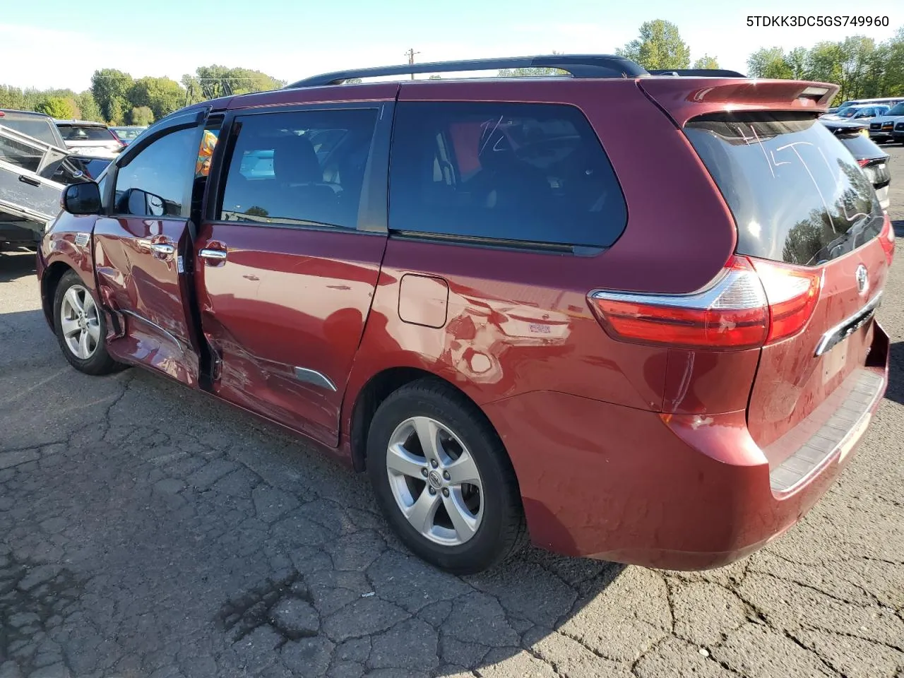 2016 Toyota Sienna Le VIN: 5TDKK3DC5GS749960 Lot: 75721264