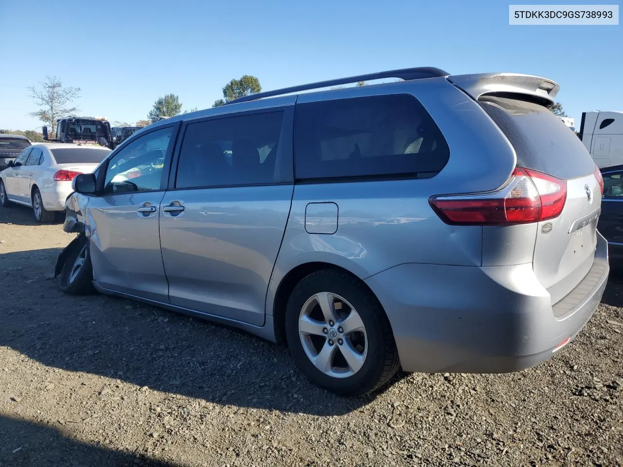 2016 Toyota Sienna Le VIN: 5TDKK3DC9GS738993 Lot: 75863824