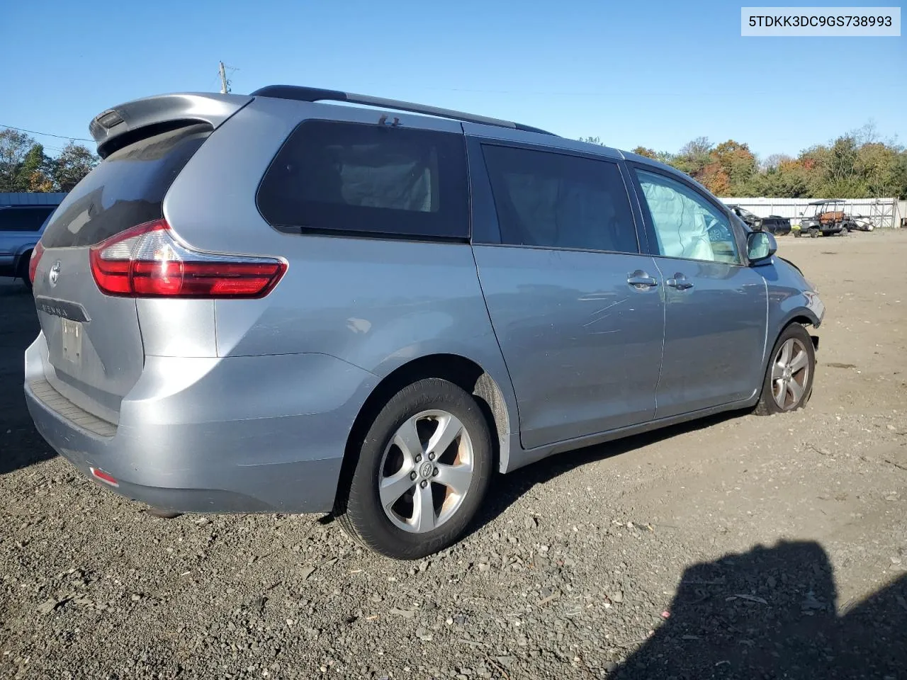 2016 Toyota Sienna Le VIN: 5TDKK3DC9GS738993 Lot: 75863824