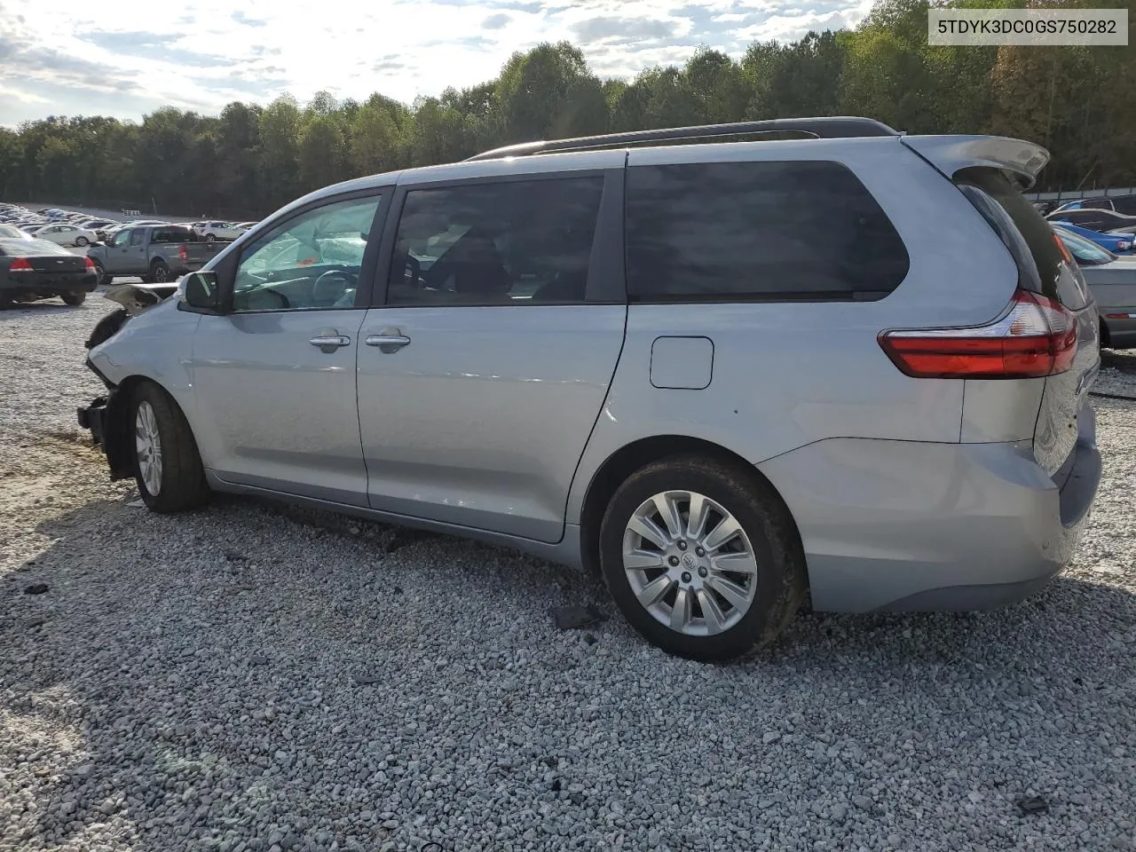 2016 Toyota Sienna Xle VIN: 5TDYK3DC0GS750282 Lot: 76080514