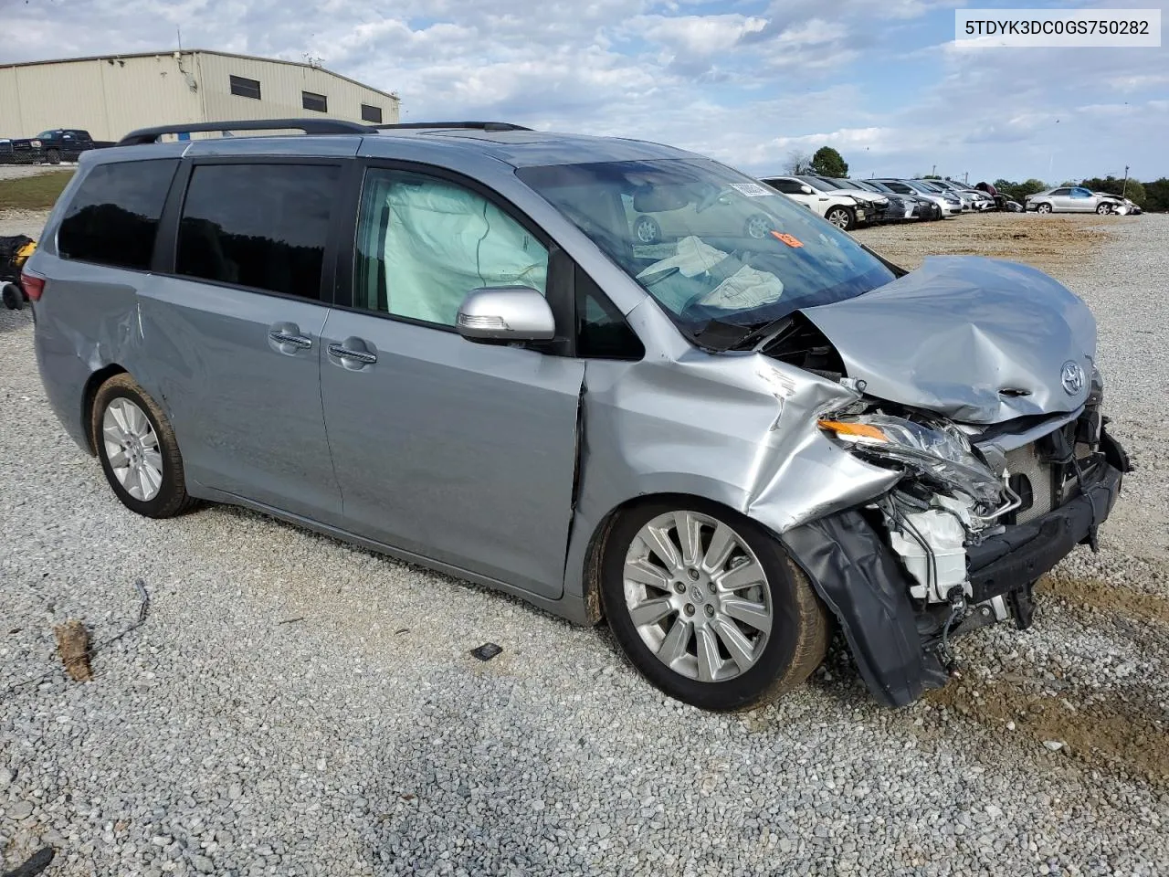 2016 Toyota Sienna Xle VIN: 5TDYK3DC0GS750282 Lot: 76080514