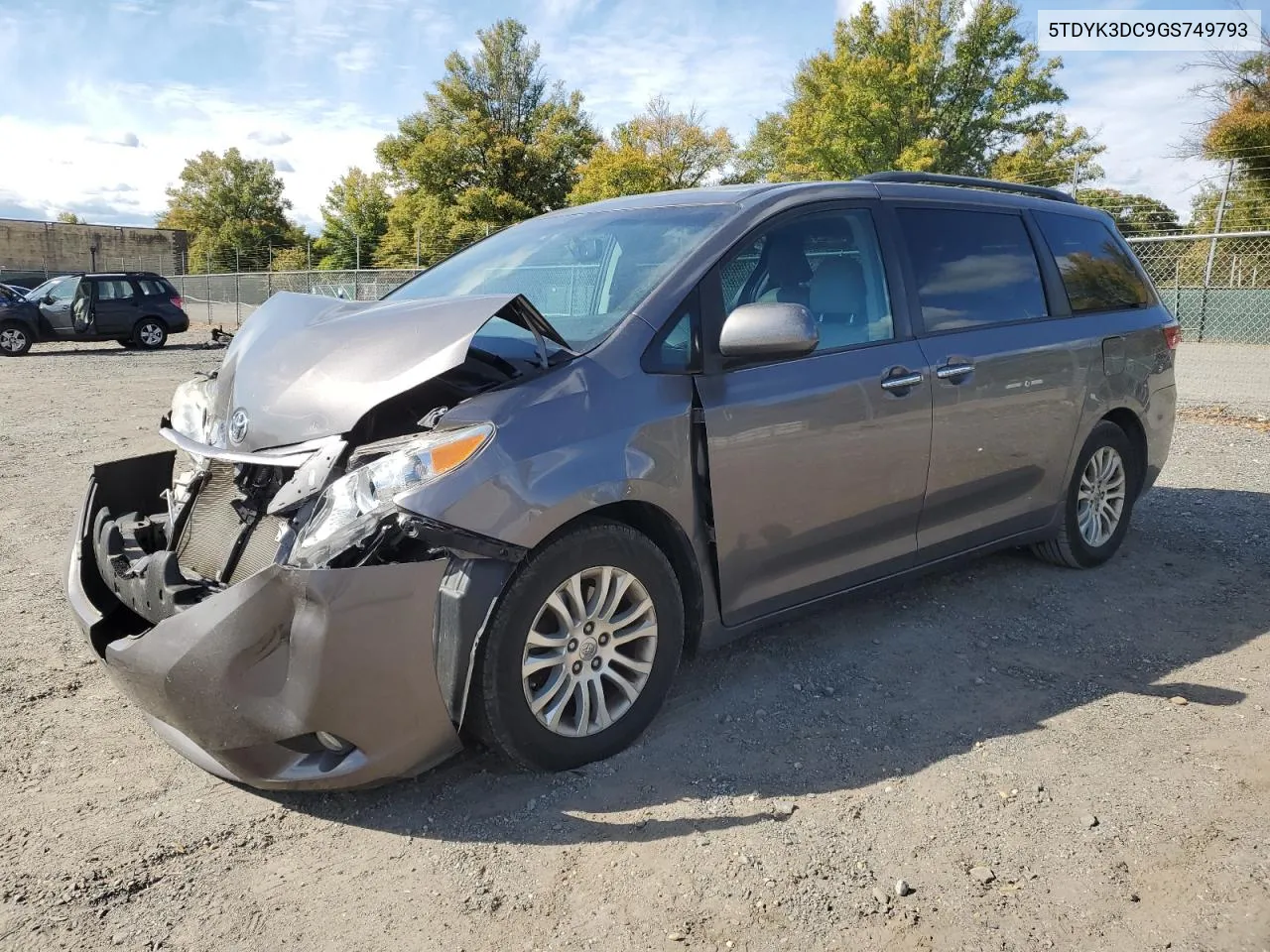 2016 Toyota Sienna Xle VIN: 5TDYK3DC9GS749793 Lot: 76241534